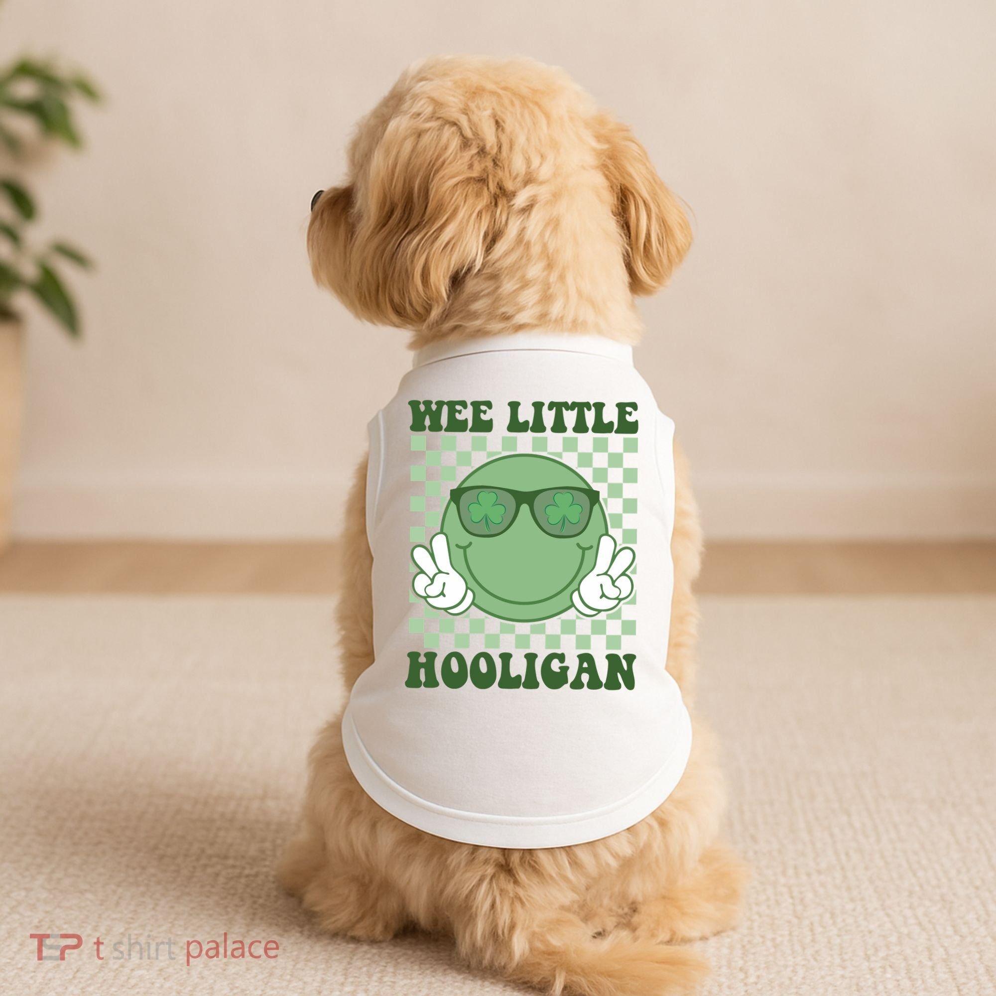 Wee Little Hooligan St Patricks Day Smile Retro Doggie Tank