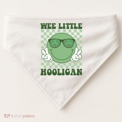 Wee Little Hooligan St Patricks Day Smile Retro USA-Made Doggie Bandana