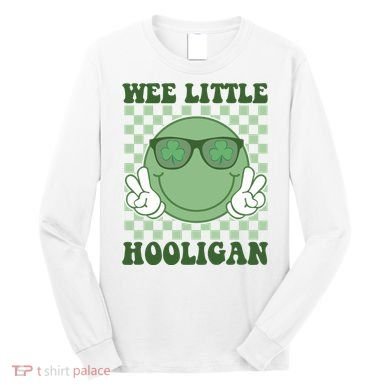 Wee Little Hooligan St Patricks Day Smile Retro Long Sleeve Shirt