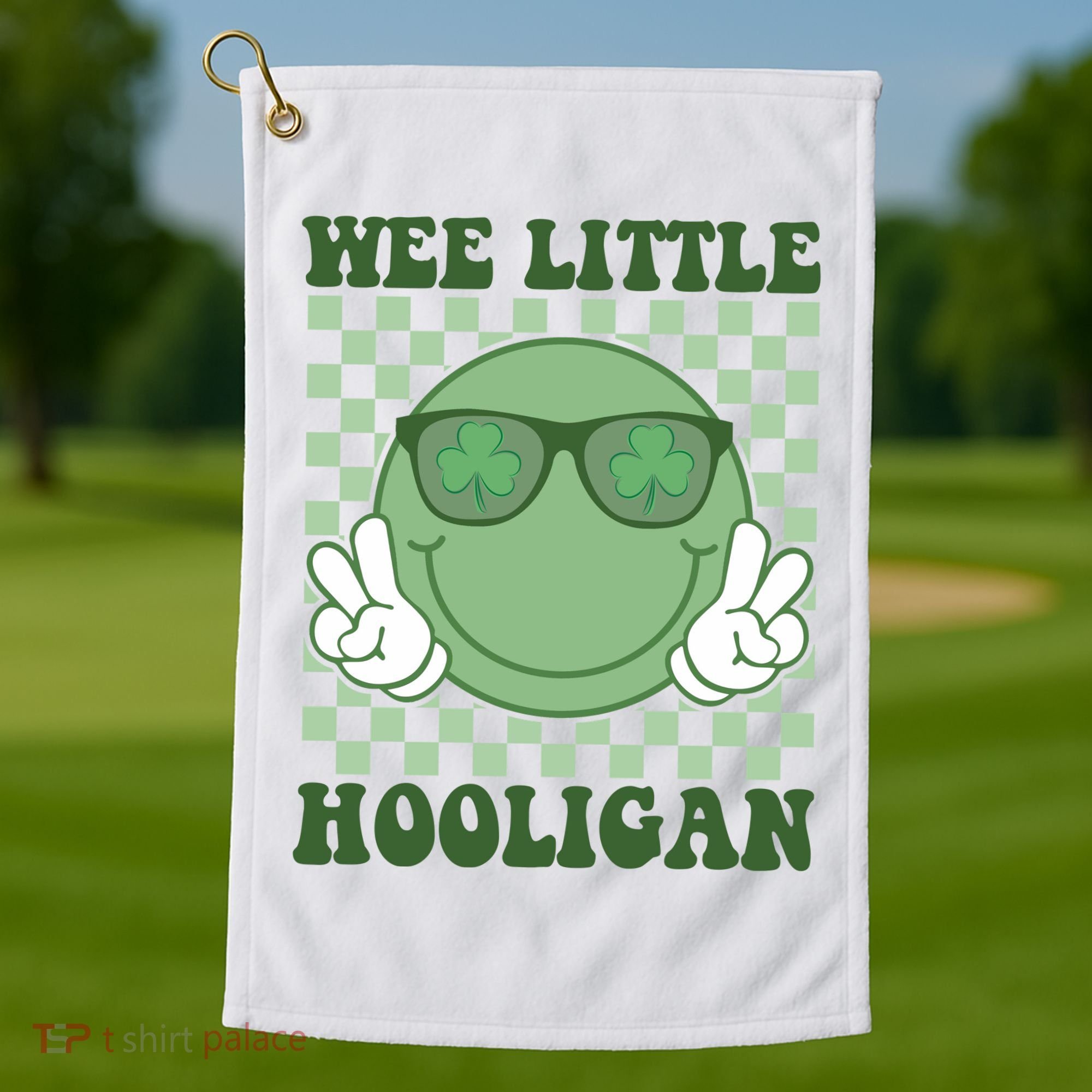 Wee Little Hooligan St Patricks Day Smile Retro Golf Towel
