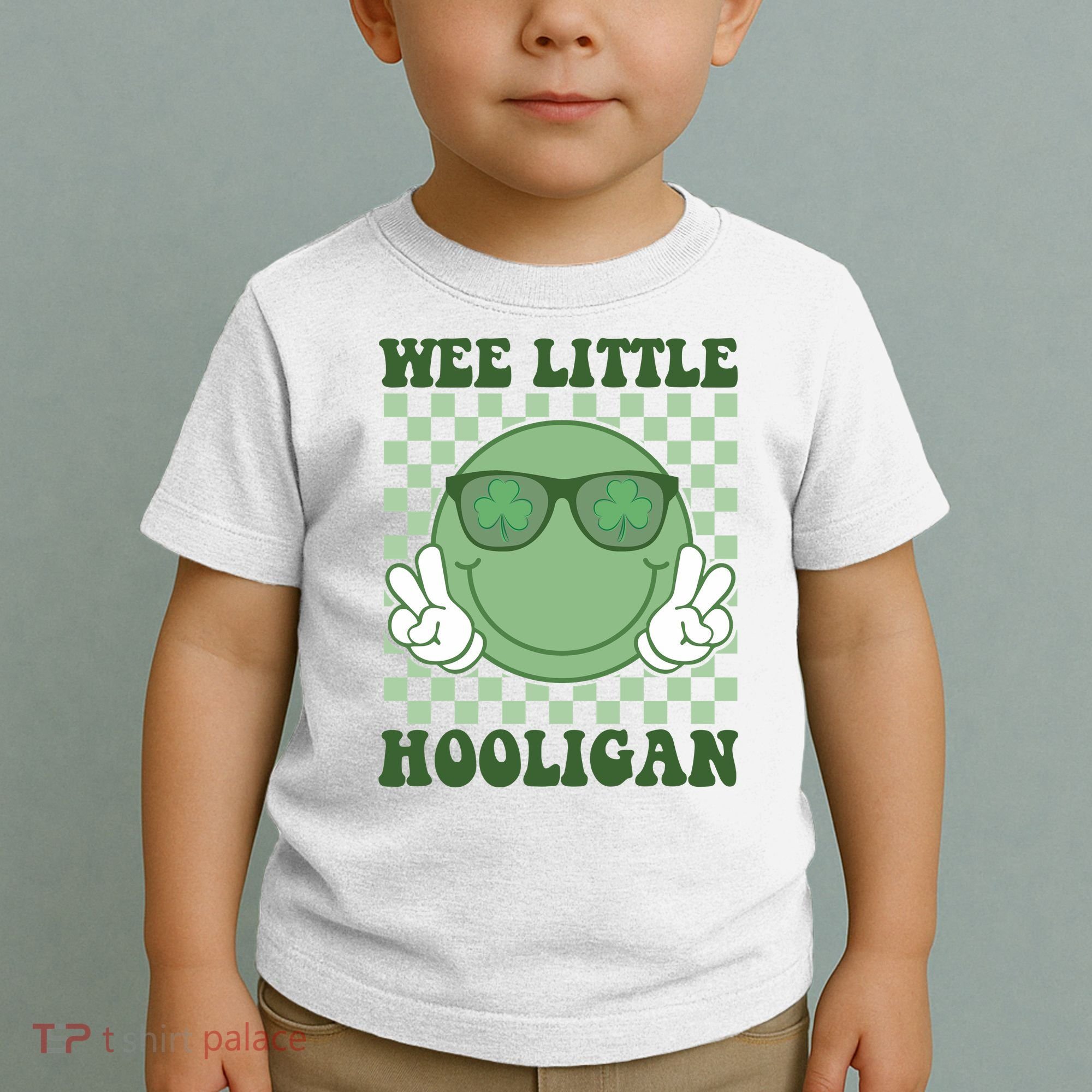 Wee Little Hooligan St Patricks Day Smile Retro Toddler T-Shirt