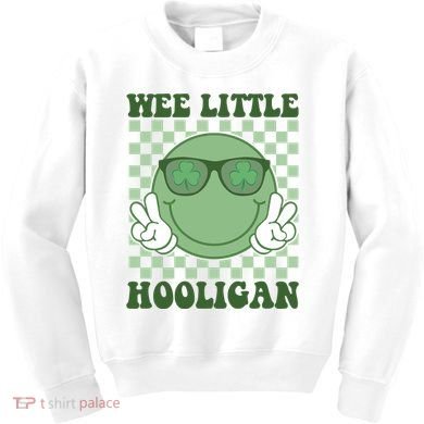 Wee Little Hooligan St Patricks Day Smile Retro Kids Sweatshirt