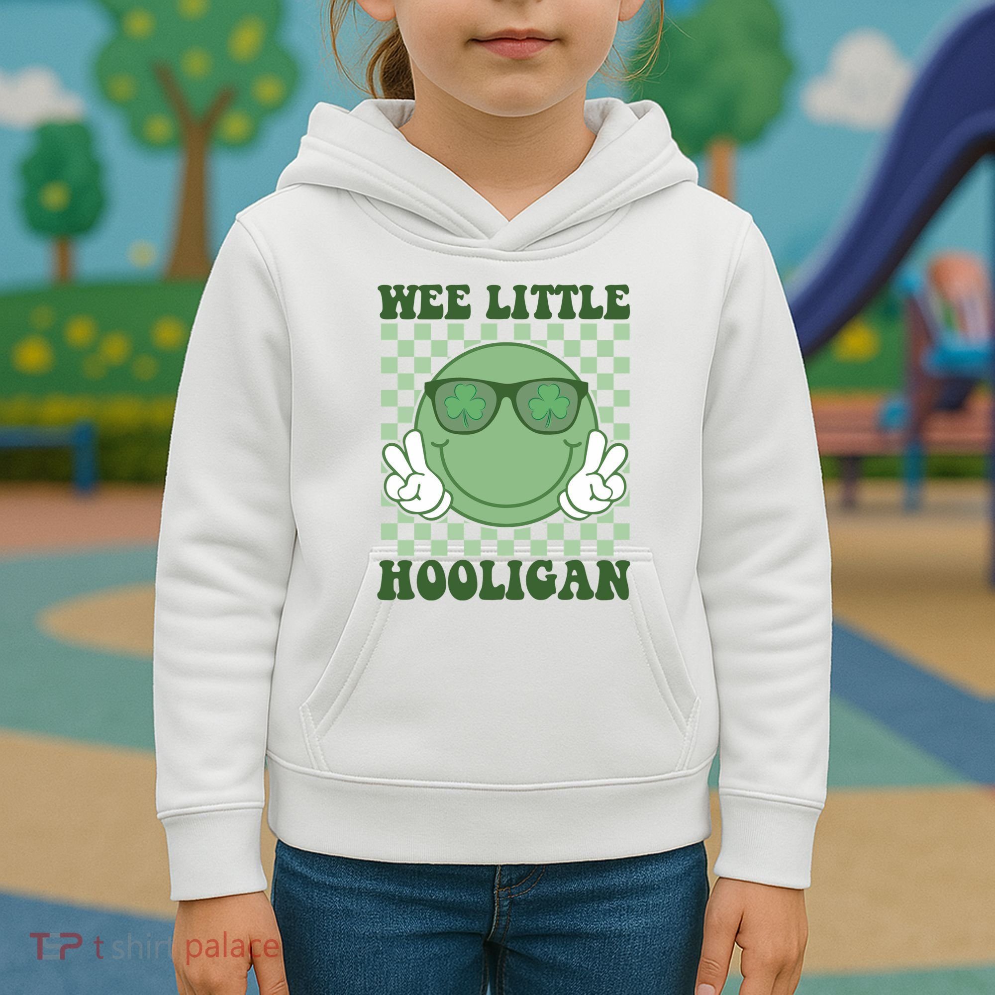 Wee Little Hooligan St Patricks Day Smile Retro Kids Hoodie