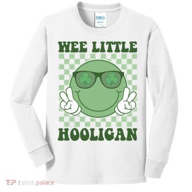 Wee Little Hooligan St Patricks Day Smile Retro Kids Long Sleeve Shirt