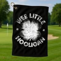 Wee Little Hooligan Funny St Patrick's Day Shamrock Golf Towel thumb 1