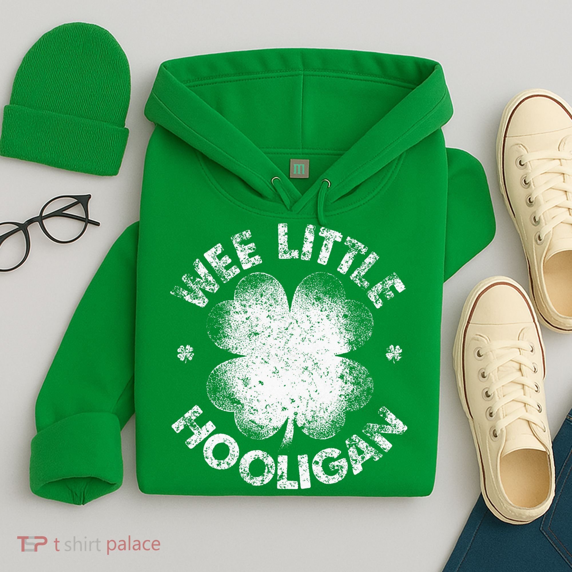 Wee Little Hooligan Funny St Patrick's Day Shamrock Hoodie