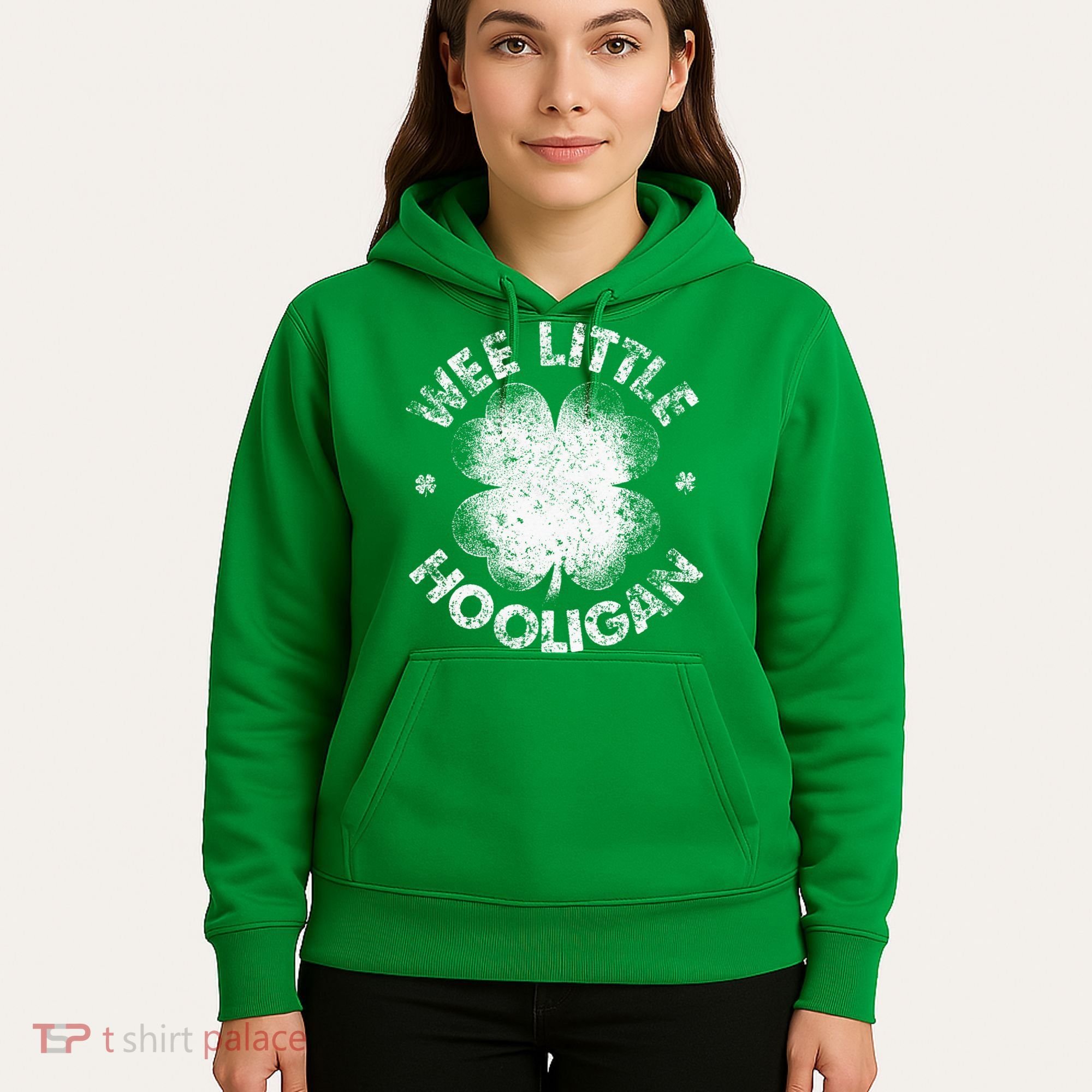 Wee Little Hooligan Funny St Patrick's Day Shamrock Hoodie