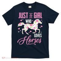 Who Loves Horses Floral Horse Equestrian Quote T-Shirt thumb 0