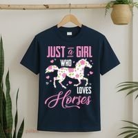 Who Loves Horses Floral Horse Equestrian Quote T-Shirt thumb 2