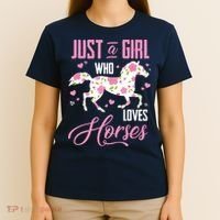 Who Loves Horses Floral Horse Equestrian Quote T-Shirt thumb 4