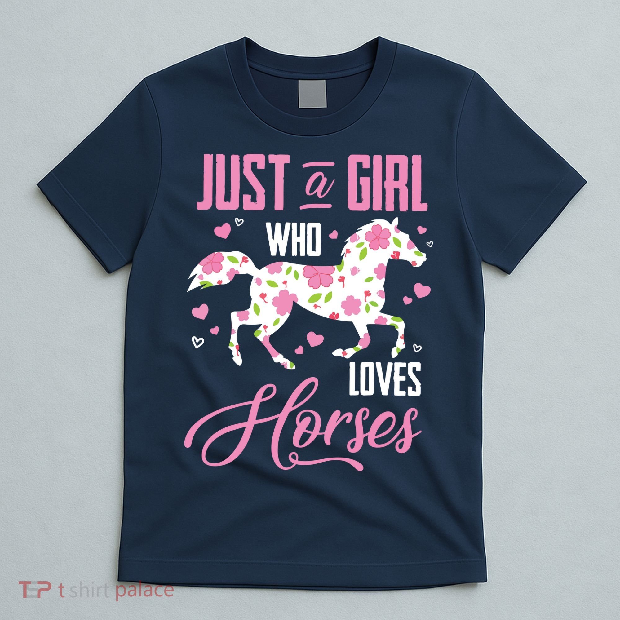 Who Loves Horses Floral Horse Equestrian Quote T-Shirt