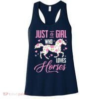Who Loves Horses Floral Horse Equestrian Quote Women's Tank Top thumb 0