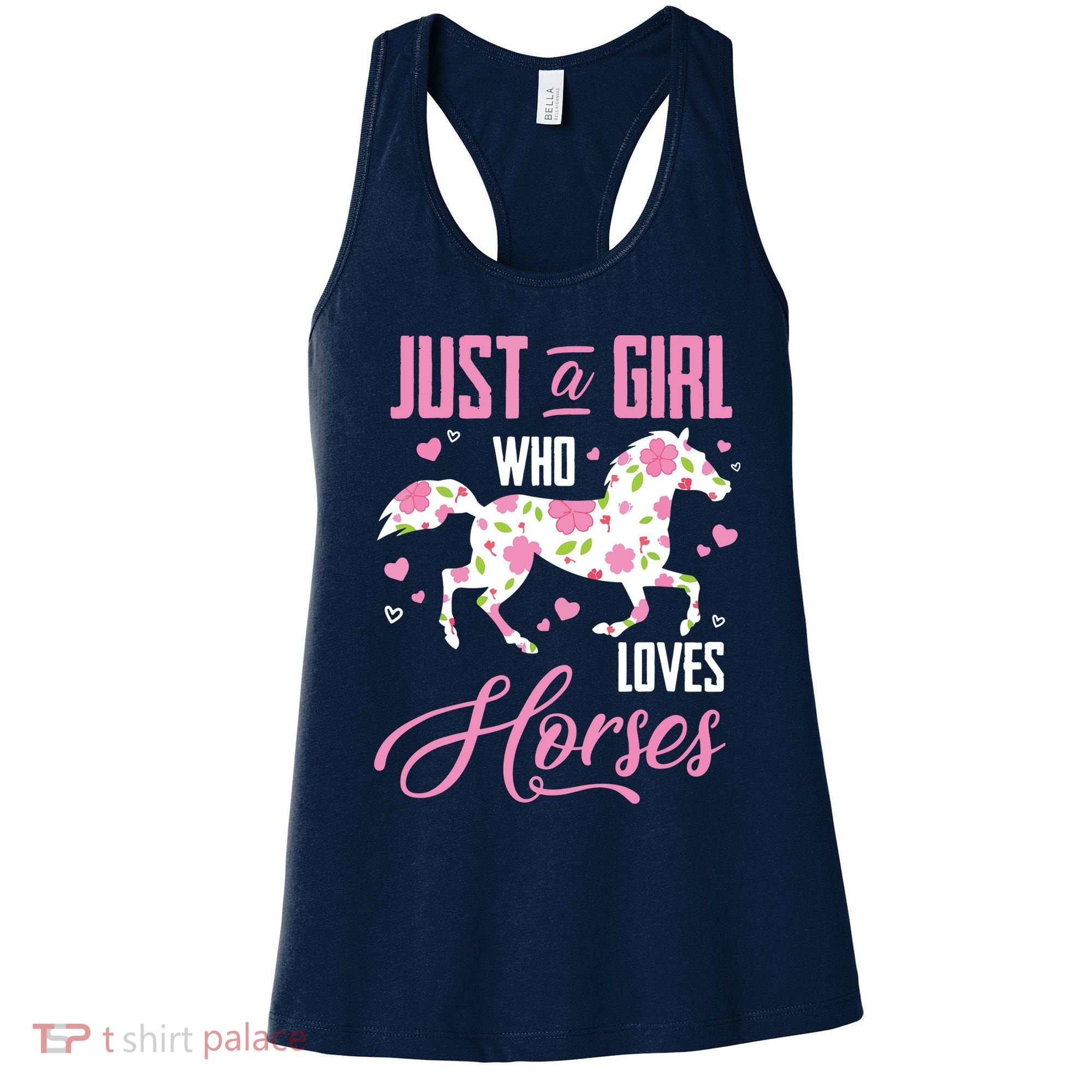 Who Loves Horses Floral Horse Equestrian Quote Women's Tank Top