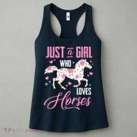 Who Loves Horses Floral Horse Equestrian Quote Women's Tank Top thumb 3