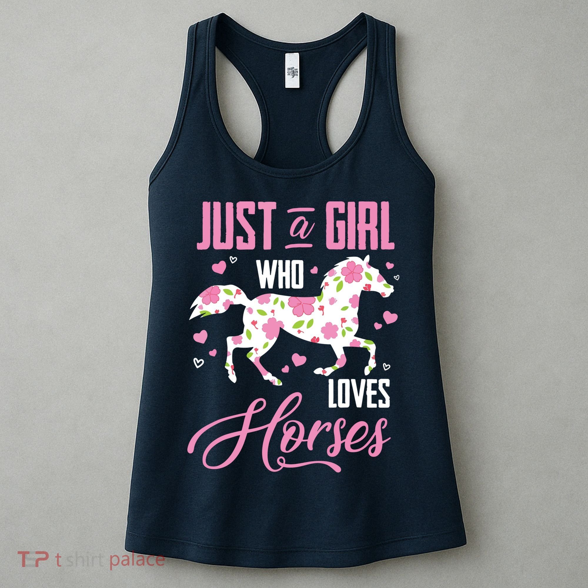 Who Loves Horses Floral Horse Equestrian Quote Women's Tank Top