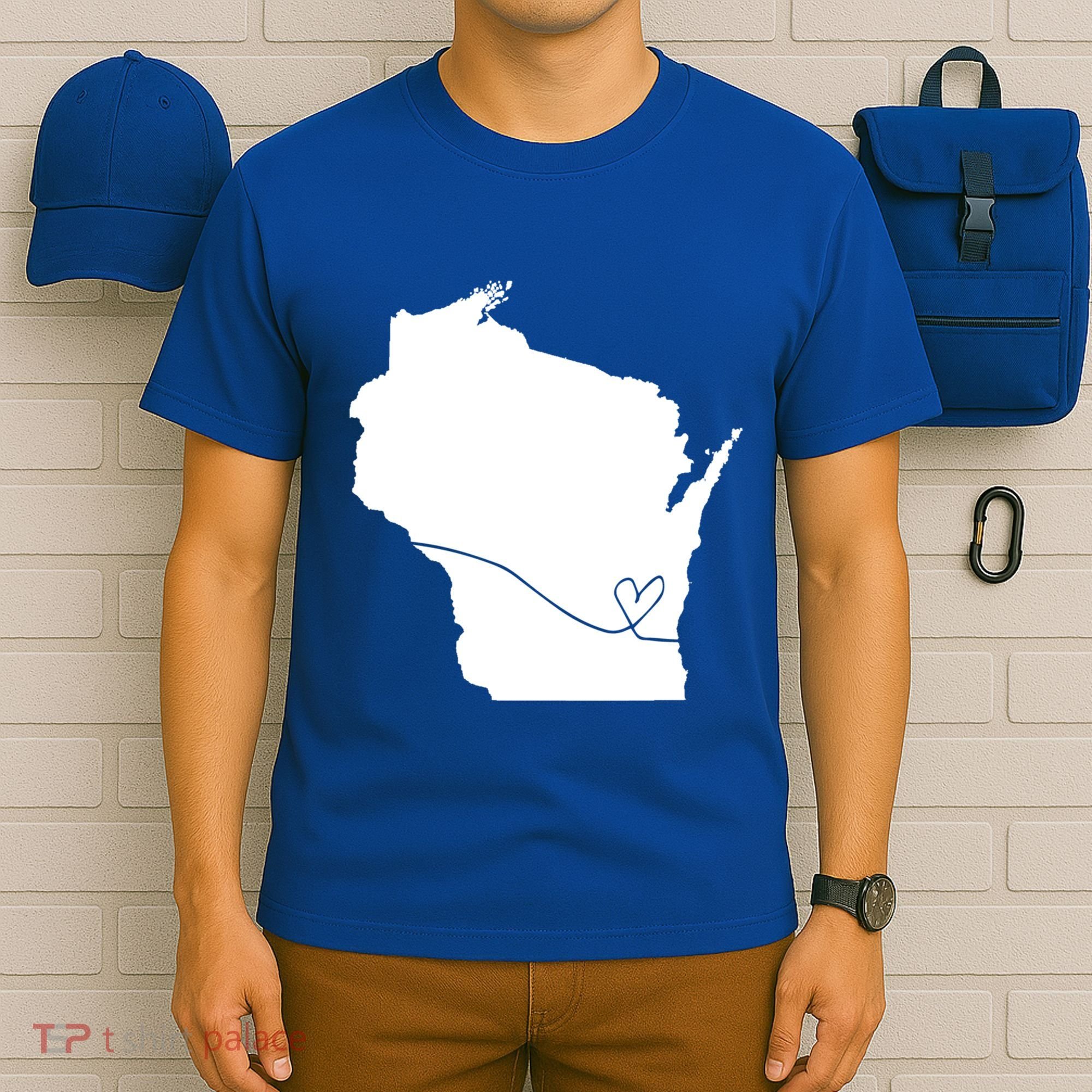 Wisconsin Love Heart Home State Midwest Wisco Vintage Retro Funny Gift T-Shirt