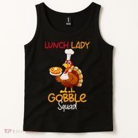 Women Lunch Lady Gobble Squad Thanksgiving Turkey Lunch Lady Tank Top thumb 2