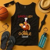 Women Lunch Lady Gobble Squad Thanksgiving Turkey Lunch Lady Tank Top thumb 4