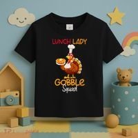 Women Lunch Lady Gobble Squad Thanksgiving Turkey Lunch Lady Toddler T-Shirt thumb 3