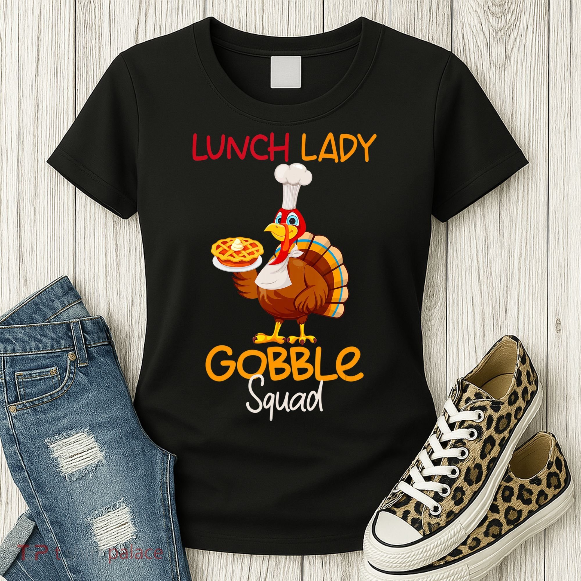 Women Lunch Lady Gobble Squad Thanksgiving Turkey Lunch Lady Women's T-Shirt