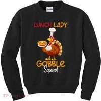Women Lunch Lady Gobble Squad Thanksgiving Turkey Lunch Lady Kids Sweatshirt thumb 0
