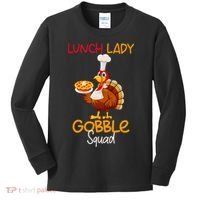 Women Lunch Lady Gobble Squad Thanksgiving Turkey Lunch Lady Kids Long Sleeve Shirt thumb 0