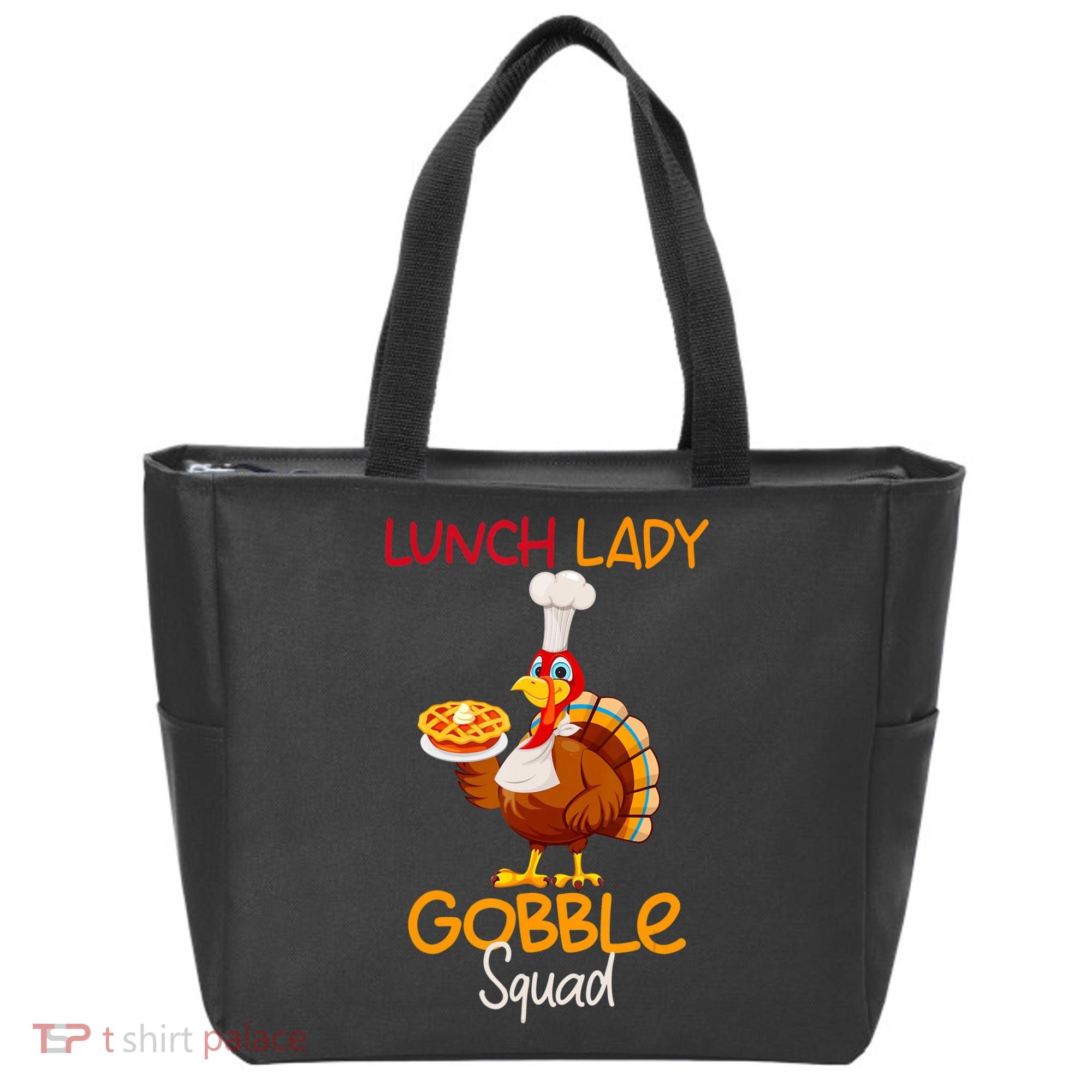 Women Lunch Lady Gobble Squad Thanksgiving Turkey Lunch Lady Tote Bag