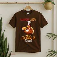 Women Lunch Lady Gobble Squad Thanksgiving Turkey Lunch Lady T-Shirt thumb 2