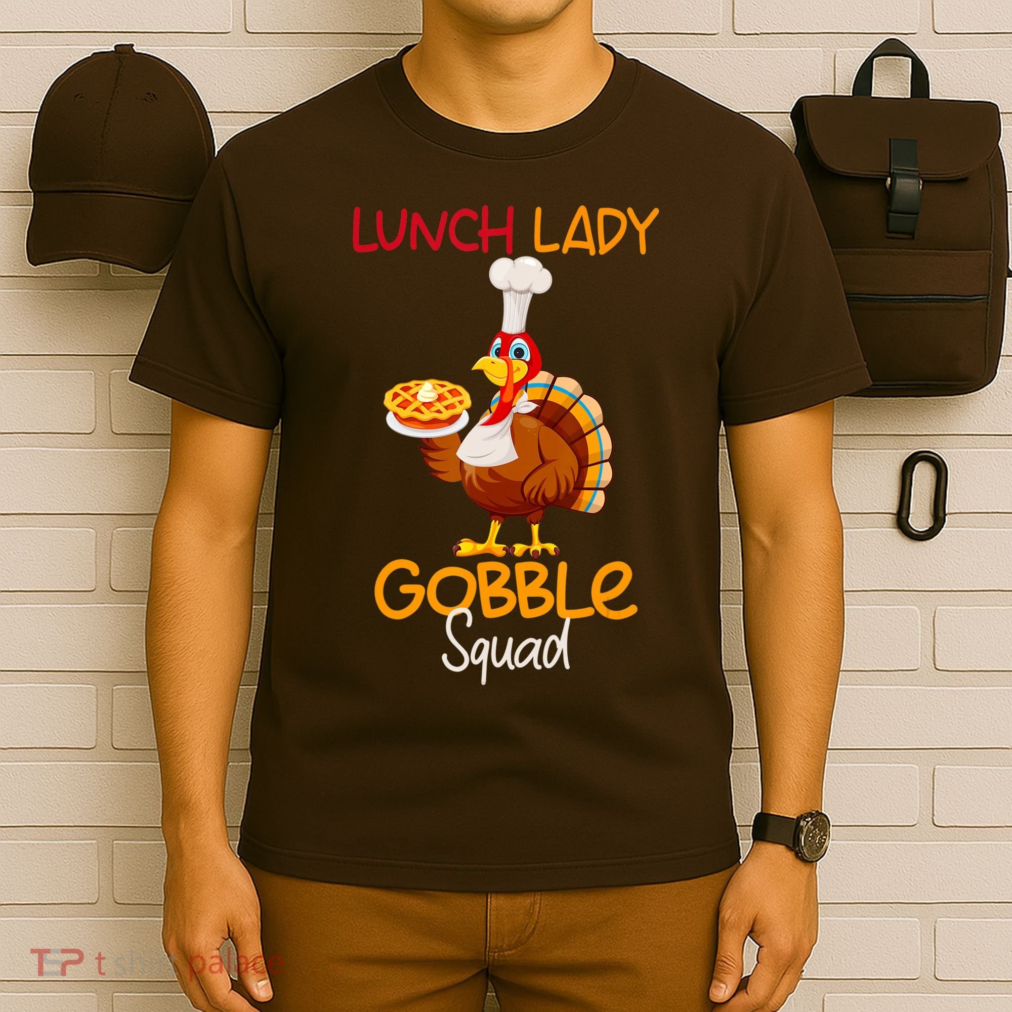 Women Lunch Lady Gobble Squad Thanksgiving Turkey Lunch Lady T-Shirt