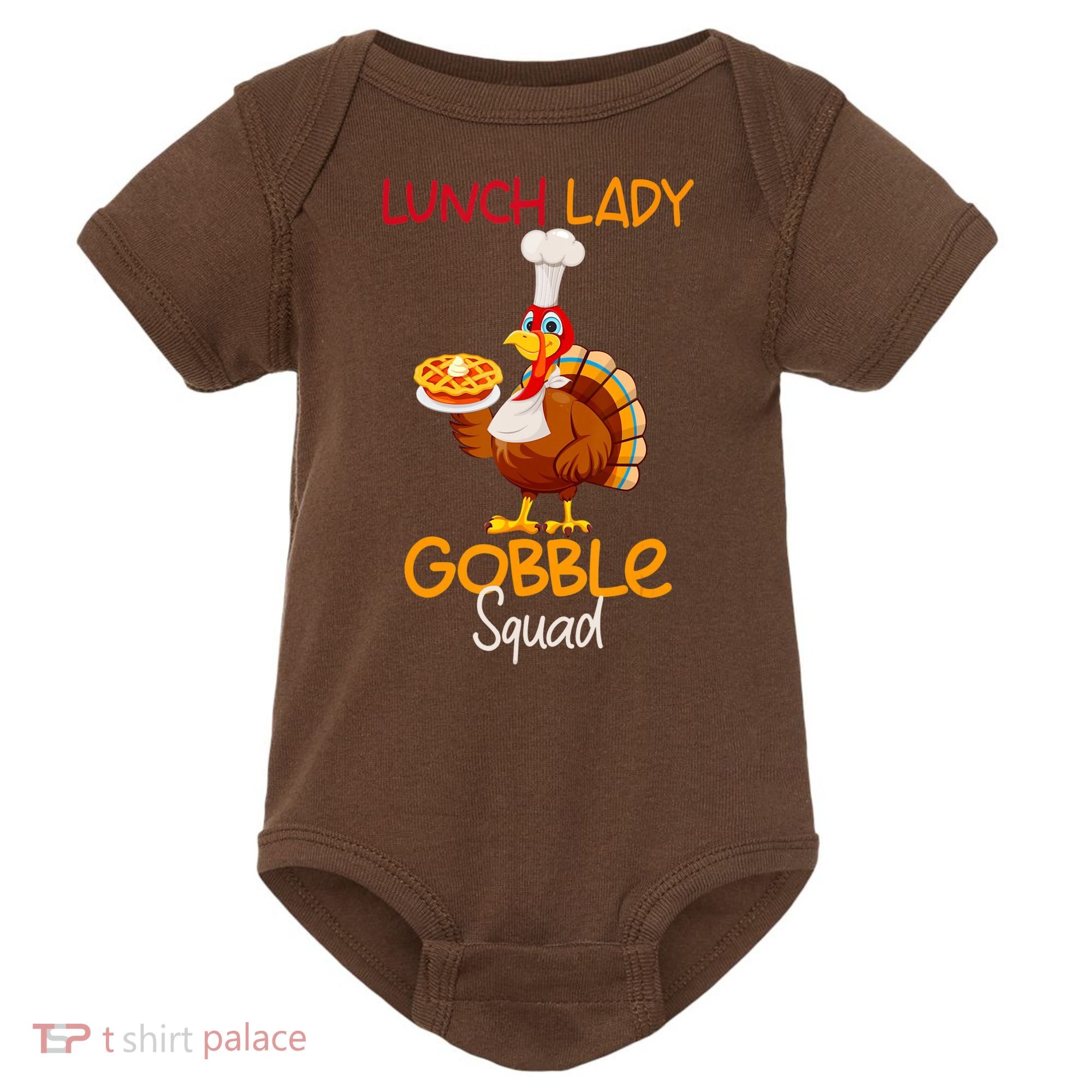 Women Lunch Lady Gobble Squad Thanksgiving Turkey Lunch Lady Baby Bodysuit