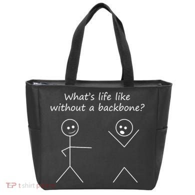 Whats Life Like Without A Backbone Funny Stickfigure Tote Bag