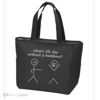 Whats Life Like Without A Backbone Funny Stickfigure Tote Bag thumb 3