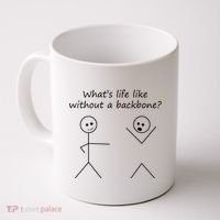 Whats Life Like Without A Backbone Funny Stickfigure Coffee Mug thumb 0