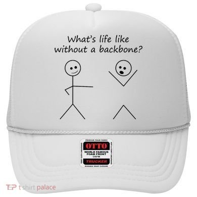 Whats Life Like Without A Backbone Funny Stickfigure Hat