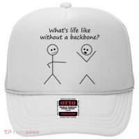 Whats Life Like Without A Backbone Funny Stickfigure Hat thumb 0