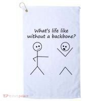 Whats Life Like Without A Backbone Funny Stickfigure Golf Towel thumb 0