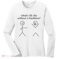 Whats Life Like Without A Backbone Funny Stickfigure Women's Long Sleeve Shirt thumb 0