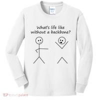 Whats Life Like Without A Backbone Funny Stickfigure Kids Long Sleeve Shirt thumb 0