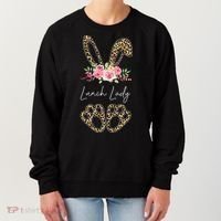 Womens Lunch Lady Bunny Leopard Flowers Easter Gifts Women's Sweatshirt thumb 0