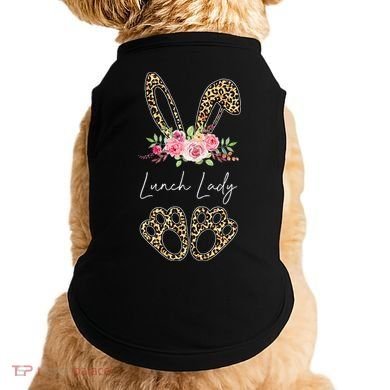 Womens Lunch Lady Bunny Leopard Flowers Easter Gifts Doggie Tank