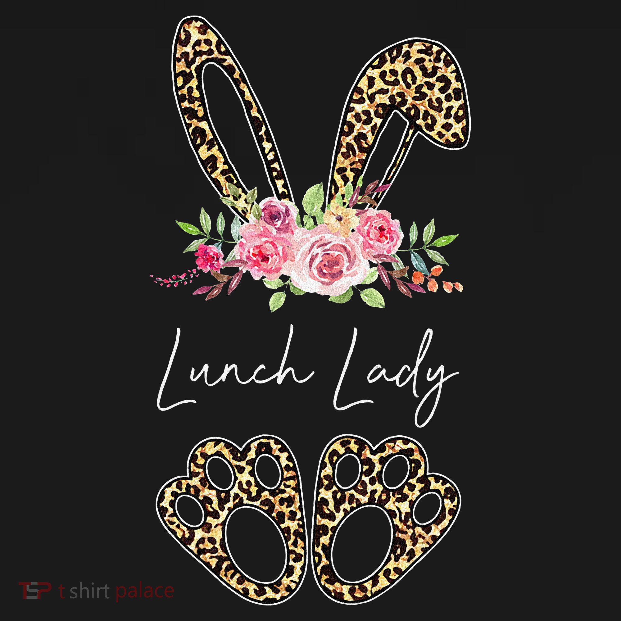 Womens Lunch Lady Bunny Leopard Flowers Easter Gifts Apron