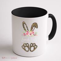 Womens Lunch Lady Bunny Leopard Flowers Easter Gifts Coffee Mug thumb 1