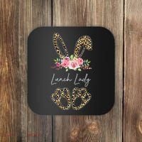 Womens Lunch Lady Bunny Leopard Flowers Easter Gifts Coaster thumb 0