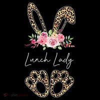 Womens Lunch Lady Bunny Leopard Flowers Easter Gifts Women's Hoodie thumb 2