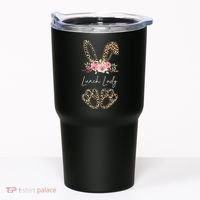 Womens Lunch Lady Bunny Leopard Flowers Easter Gifts Tumbler thumb 0