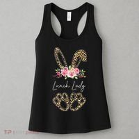 Womens Lunch Lady Bunny Leopard Flowers Easter Gifts Women's Tank Top thumb 3