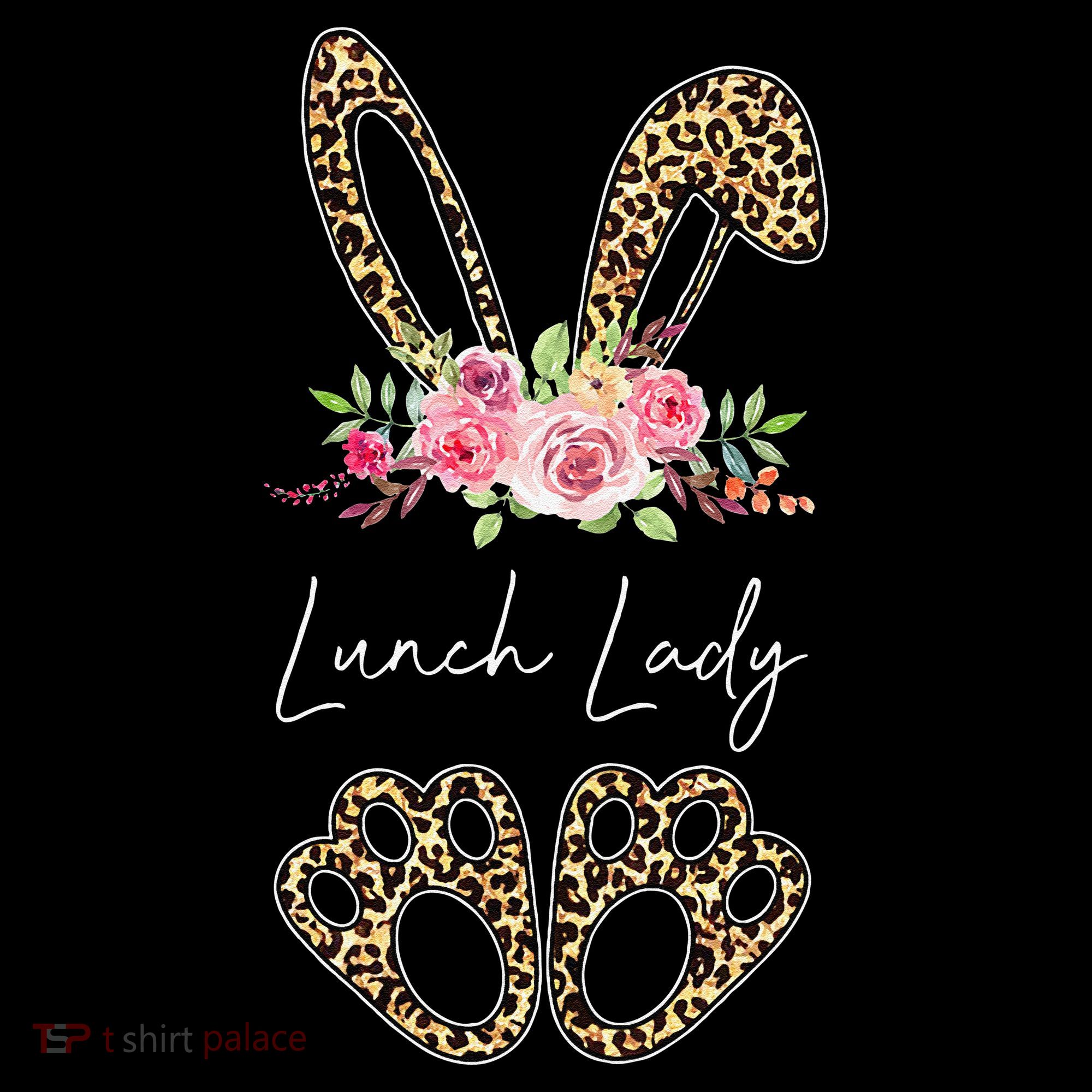 Womens Lunch Lady Bunny Leopard Flowers Easter Gifts Women's Tank Top