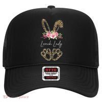 Womens Lunch Lady Bunny Leopard Flowers Easter Gifts Hat thumb 0