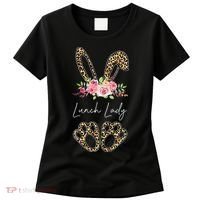 Womens Lunch Lady Bunny Leopard Flowers Easter Gifts Women's T-Shirt thumb 0