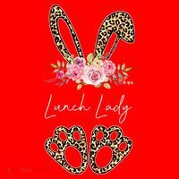 Womens Lunch Lady Bunny Leopard Flowers Easter Gifts Santa Hat thumb 1